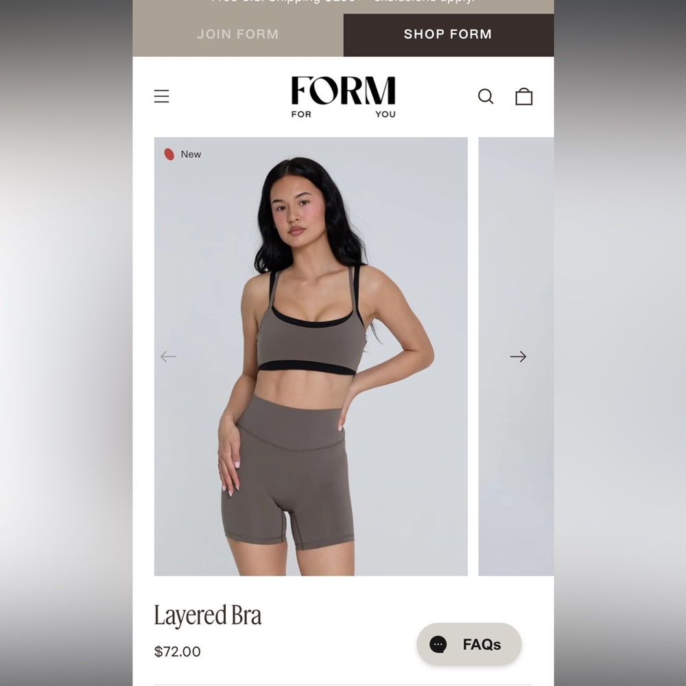 Form layered sports bra walnut and black small